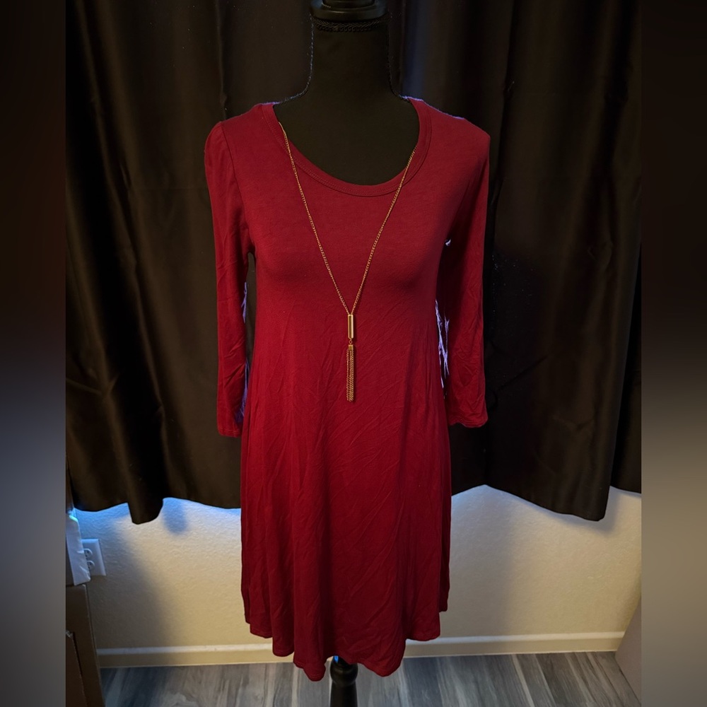 Elegant Maroon Dress with build in removable necklace
